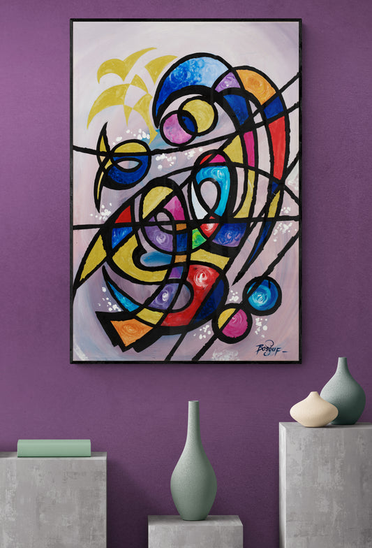 Al Qawyi The  All-Strong Colorful Arabic Calligraphy Painting