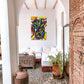 Al Rahman Calligraphy painting in a Mediterranean home. It brings color and sophistication that is sure to spur up conversation 