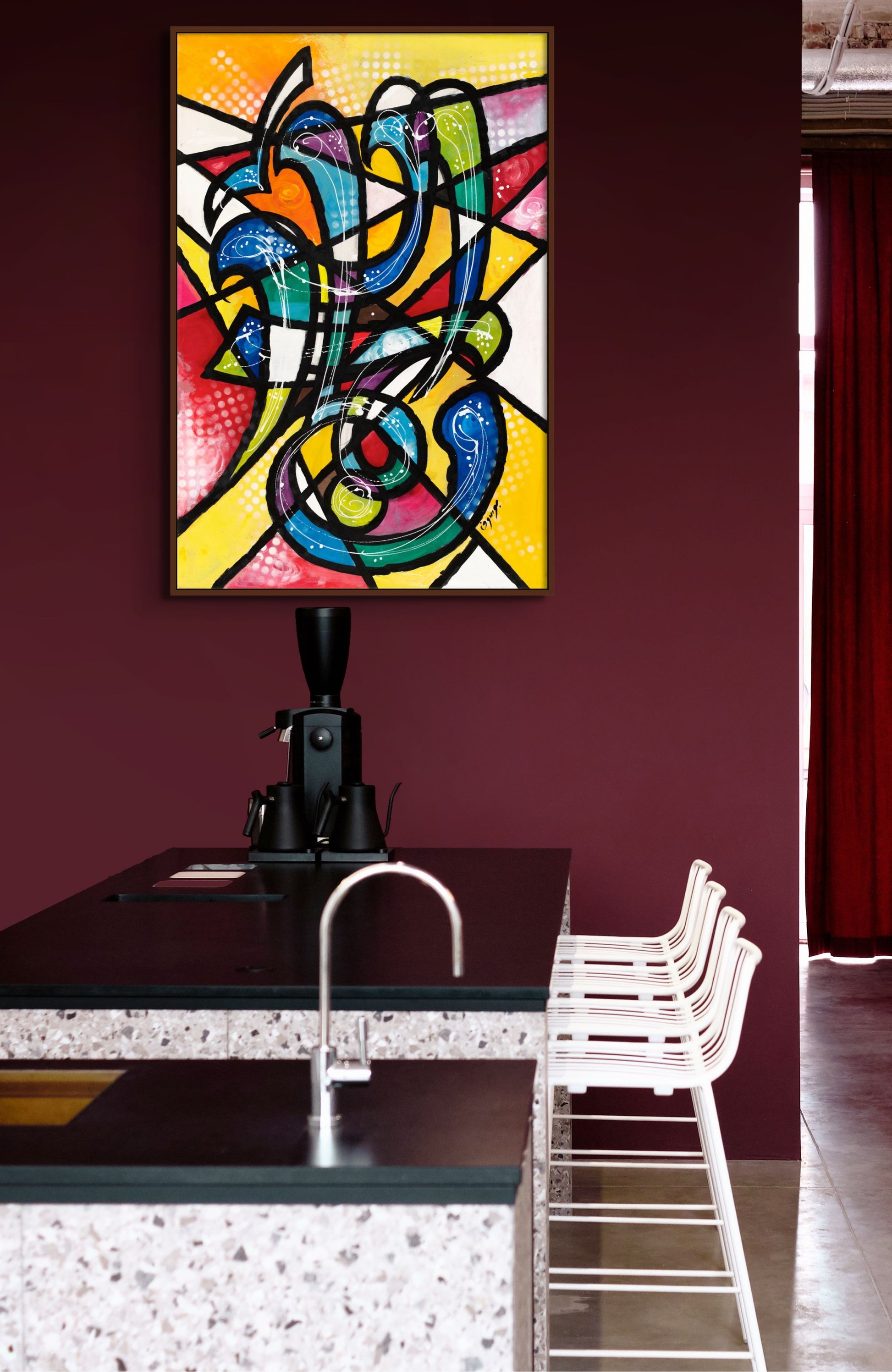 Al Rahman Calligraphy painting in a dining room to always remind you of its beautiful meaning