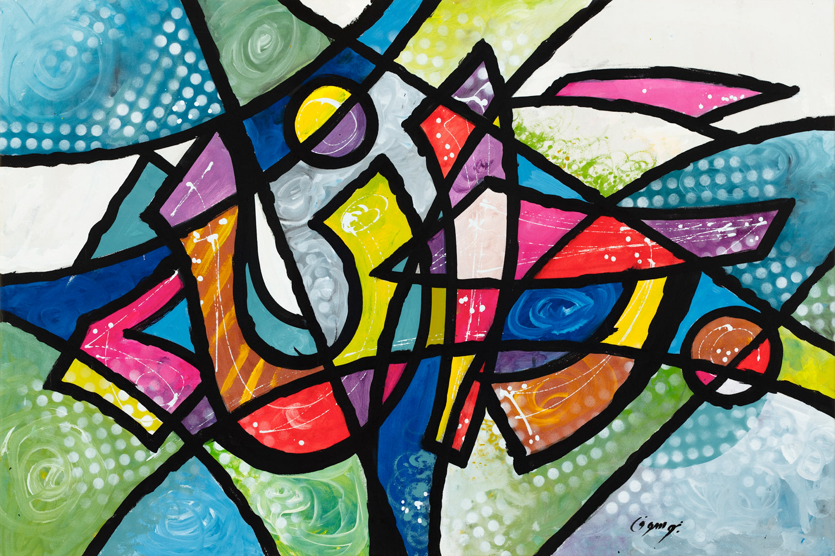 A first look at the Jana painting. Colorful, abstract, and just plain beautiful