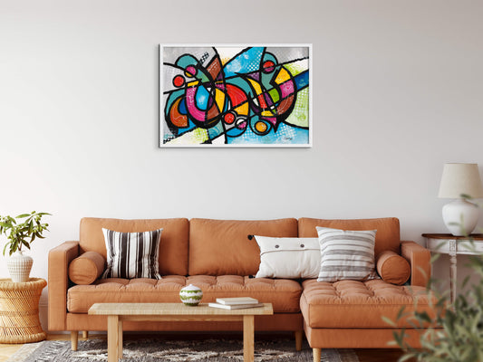 The painting for Nabila is displayed in a living room setting to show the beautiful addition it represents to any living room